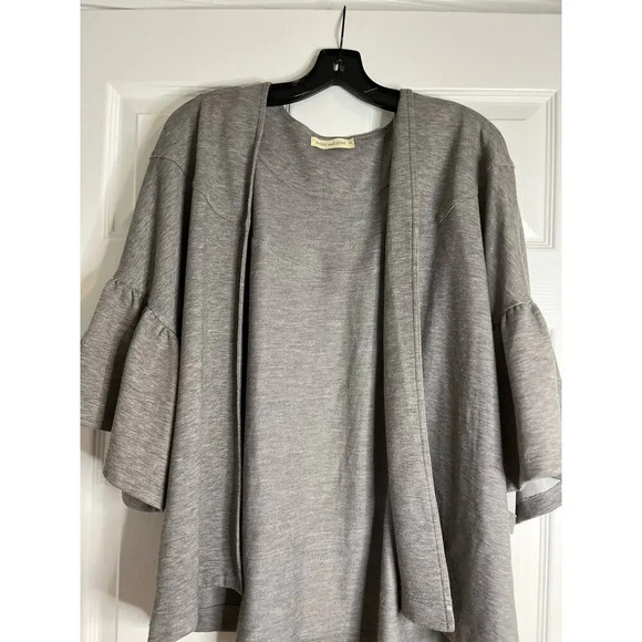Pebble and Stone Open Front Ruffle Sleeve Cardigan Sweater Women Medium Cottage - Picture 1 of 10